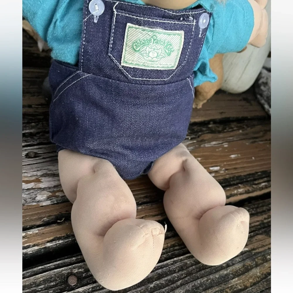 Cabbage Patch Kids Boy Blonde Blue Eyes Freckles Dimples Overalls Vintage 80s